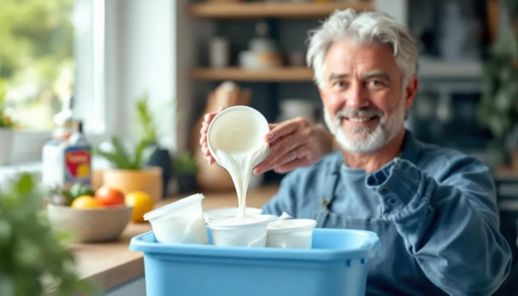 afvalexpert legt uit waarom het niet nodig is om yoghurtpotjes schoon te spoelen voordat je ze weggooit, zodat je makkelijker kunt recyclen.