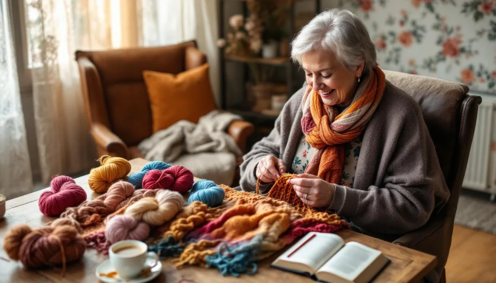 ontdek hoe breien senioren helpt ontspannen en warme sjaals creëert, een rustgevende activiteit die verder gaat dan yoga of lezen.